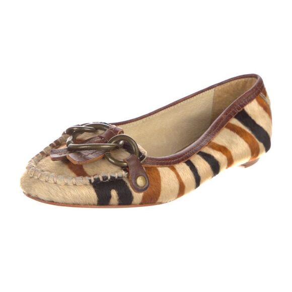 Matisse Ponyhair Exotic Animal Print Leather Upper Flats Size 6.5 - Picture 1 of 11
